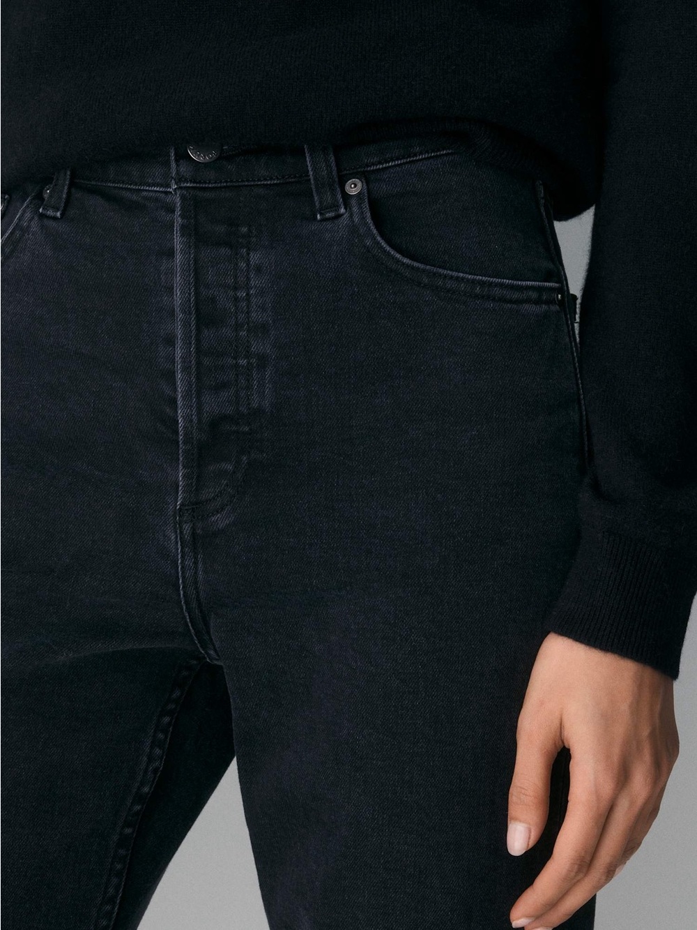 Denim Forum The Arlo High Rise Straight Jeans Black 28x28 - Picture 14 of 15